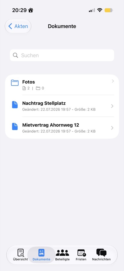 Dokumente der Akte – CSB-DMS